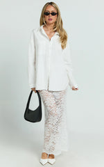 Dahlia Midi Skirt - Lace Skirt in White