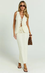 Mercedes Maxi Skirt - Crochet Tie Waist Skirt in Cream