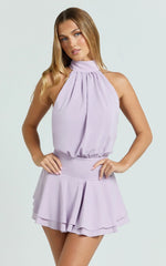 Bryonie Mini Dress - Backless Halter Dress in Lilac