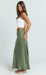 Amari Maxi Skirt - High Waisted Bias Cut Skirt in Sage
