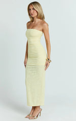 Kayrene Maxi Dress - Strapless Bodycon Dress in Butter Yellow