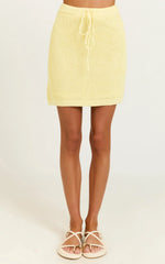 Megan Mini Skirt - Crochet Drawstring Skirt in Lemon