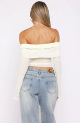 Mood Forever Long Sleeve Off Shoulder Top Cream
