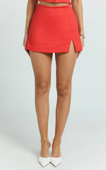 Romy Skort - Fitted Split Leg Skort in Red