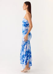Lo Siento Midi Dress - Indigo Garden