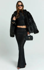 Kathleen Top - Turtle Neck Long Sleeve Jersey Top in Black