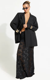 Kamille Maxi Skirt - Lace Mermaid Hem Skirt in Black