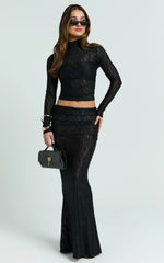 Kathleen Top - Turtle Neck Long Sleeve Jersey Top in Black