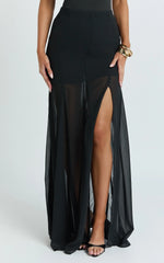 Hudgens Maxi Skirt - Georgette Godet Panel Skirt in Black