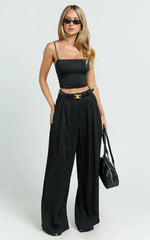 Clarke Pants - High Waist Wide Leg Pants in Black