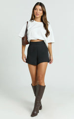 Along The Ride Mini Shorts - Tailored Shorts in Black