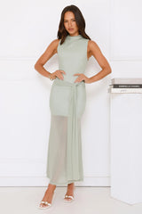 Dazzle Me Darling Mesh Maxi Dress Sage
