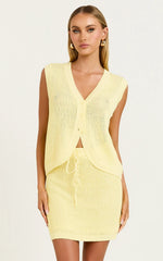 Megan Mini Skirt - Crochet Drawstring Skirt in Lemon