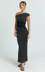 Ava Midi Dress - Asymmetrical Neckline Dress in Black