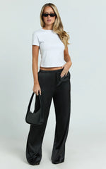 Gloria Pants - Low Rise Straight Leg Pants in Black