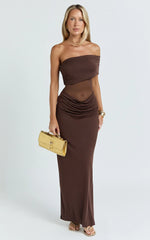 Riley Maxi Dress - Gathered Over Bust Dress in Chocolate