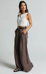 Clarke Pants - High Waist Wide Leg Pants in Slate