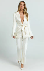 Jagger Pants - Flared Bias Cut Pants in Pearl