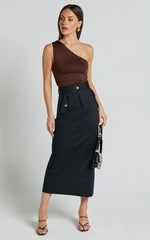 Anna Midi Skirt - High Waisted Cargo in Black