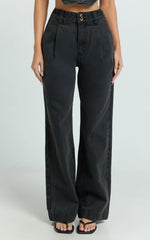 Fergie Jeans - Denim High Waisted Straight Leg Denim Jeans in Washed Black