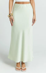 Amari Maxi Skirt - High Waisted Bias Cut Skirt in Mint
