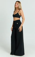 Clara Pants - High Waisted Wide Leg Pants in Black