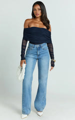 Abbie Jeans - Mid Rise Straight Leg Recycled Denim Jeans in Mid Blue Wash