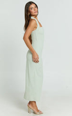 Salome Midi Dress - Halter Neck Column Dress in Sage