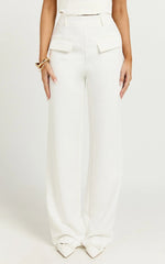 Paxton Pants - High Waisted Straight Leg Pants in Cream