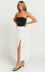 Annika Midi Skirt - Side Split A Line Skirt in Ivory