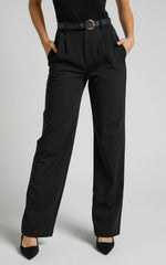 Lorcan Pants - High Waisted Tailored Pants in Black