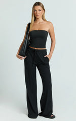 Davie Pants - High Waisted Wide Leg Pants in Black
