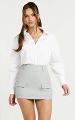 Haidy Skort - Mid Waisted Tailored Mini Skort in Grey