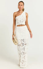 Charlene Maxi Skirt - Crochet Fit And Flare Skirt in White