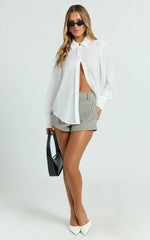 Jazmin Top - Button Down Shirt Top in Off White