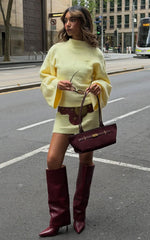 Dakota Mini Dress - Knit Long Sleeve Dress in Lemon