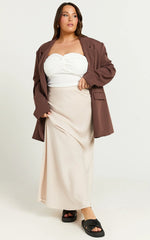 Amari Maxi Skirt - High Waisted Bias Cut Skirt in Oyster