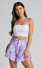 Hailey Shorts - Jacquard Full Shorts in Lilac Jacquard