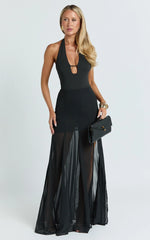 Hudgens Maxi Skirt - Georgette Godet Panel Skirt in Black