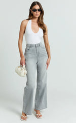 Cole Jeans - High Waist Relaxed Wide Leg Recycled Denim Jeans in Grey