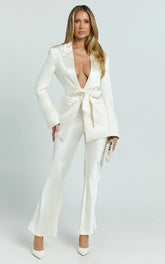 Jagger Pants - Flared Bias Cut Pants in Pearl