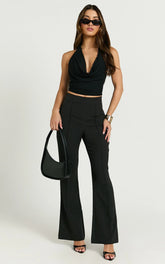 Roschel Pants - High Waisted Flared Pants in Black