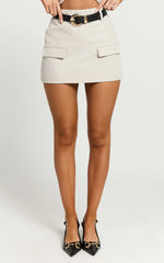 Melinda Mini Skort - Recycled Tailored Skort in Stone