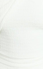 Lexie Midi Dress - Shoulder Twist Ruched Side Split Dress in Ivory