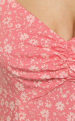 Marcel Midi Dress - Sweetheart Puff Sleeve Thigh Split Dress in Coral