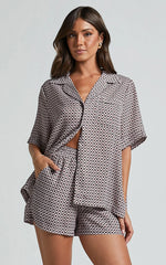 Brunita Shorts - High Waisted Tie Shorts in Moroccan Geo print