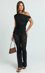 Lila Pants - Bootleg Lace Pants in Black