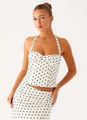 Breanne Top - White Polka Dot