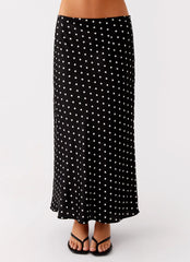 Breanne Midi Skirt - Black Polka Dot