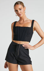 Kristitah Mini Shorts - Lace Up Hardware Eyelet Shorts in Black